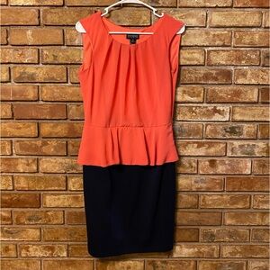 Enfocus Studio peplum dress with pencil skirt black and coral size 8
